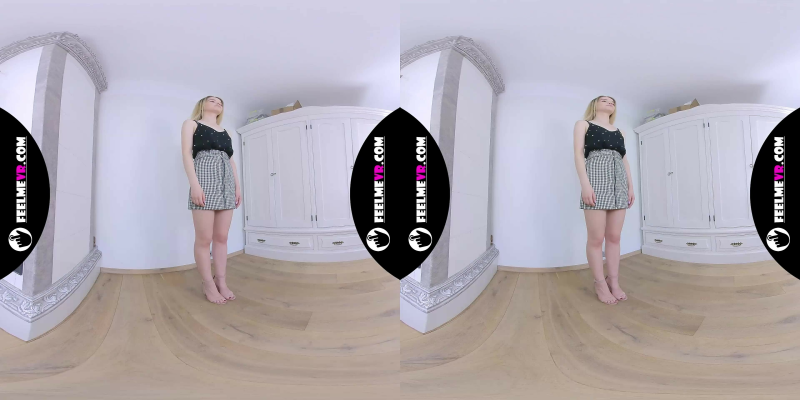 VR180 Juna Real 18yo Perfect Titties Teenager Poses Topless in Casting - Image 1