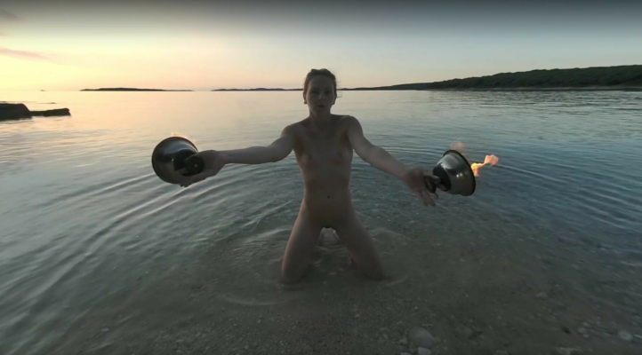 Special Fire Dancing Naked On Sunset Beach Extra Long And Hot With Redhead Lea On Vacation - Image 5