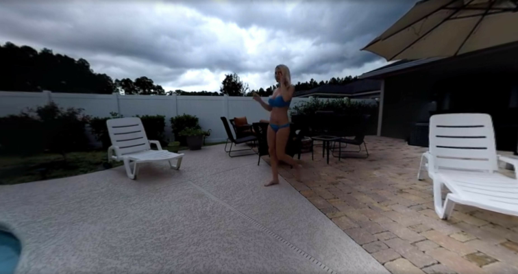 Natasha's Steamy Pool Seduction in 4K VR - Image 1