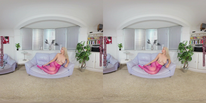 Nicky Phillips Grey Dress With Pink Glossy Legwear - Image 8