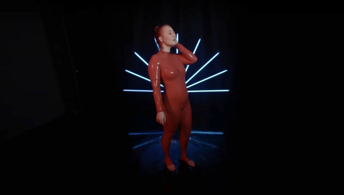 Red Latex Lady Takes A Shower - Image 4