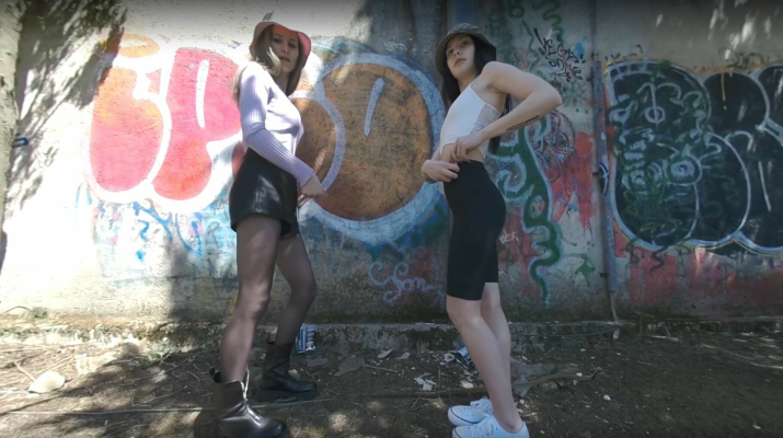 Matty And Josie On Vacation Graffiti Spray Painting And Dancing Nude Outdoors Urban Exploring - Image 1