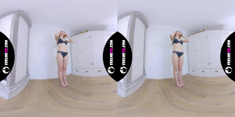 VR180 Juna Real 18yo Perfect Titties Teenager Poses Topless in Casting - Image 2