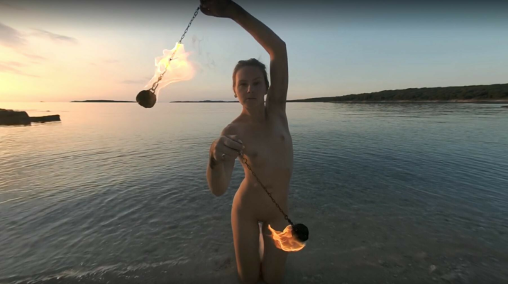 Special Fire Dancing Naked On Sunset Beach Extra Long And Hot With Redhead Lea On Vacation - Image 9