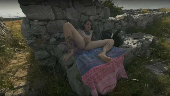 Hot Tattoo Model Brille Masturbating With Dildo And Hitachi Vibrator In Ancient Ruins Risky Public - Image 10