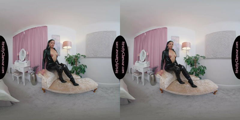 Jasmine Black Latex Catsuit Tease - Image 8